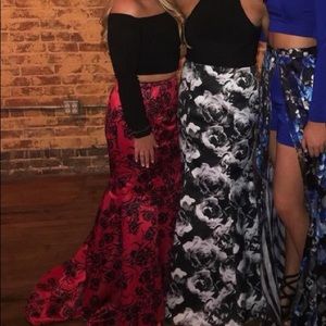 Red dress off the shoulder 2 piece mermaid